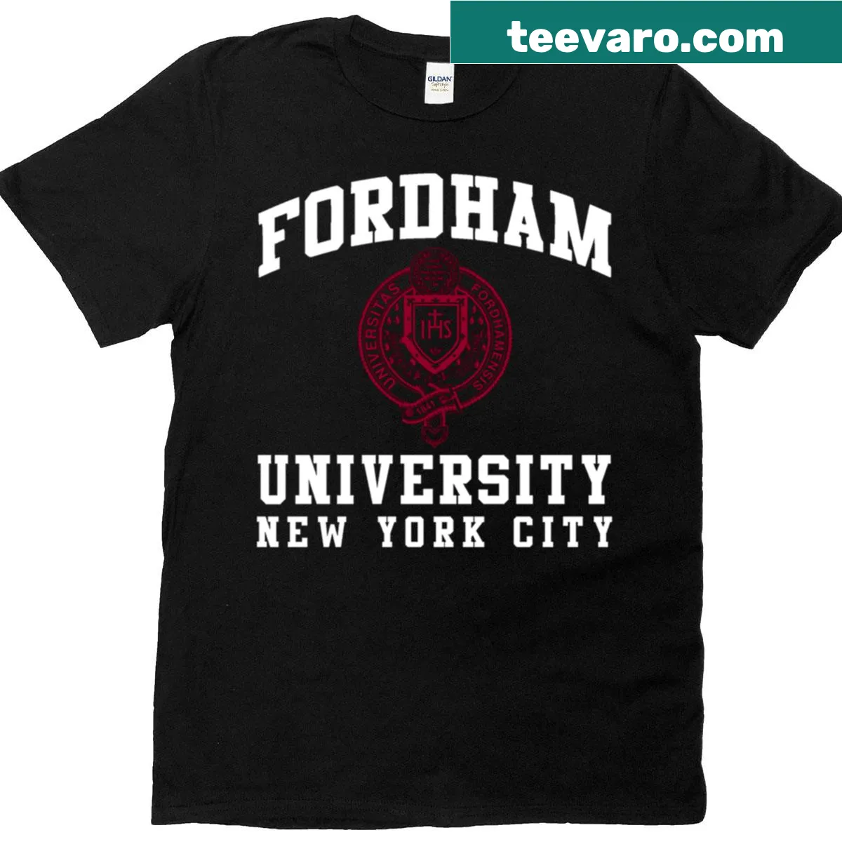 T-shirt featuring 'Fordham University New York' text celebrating the institution. — on a men's t-shirt