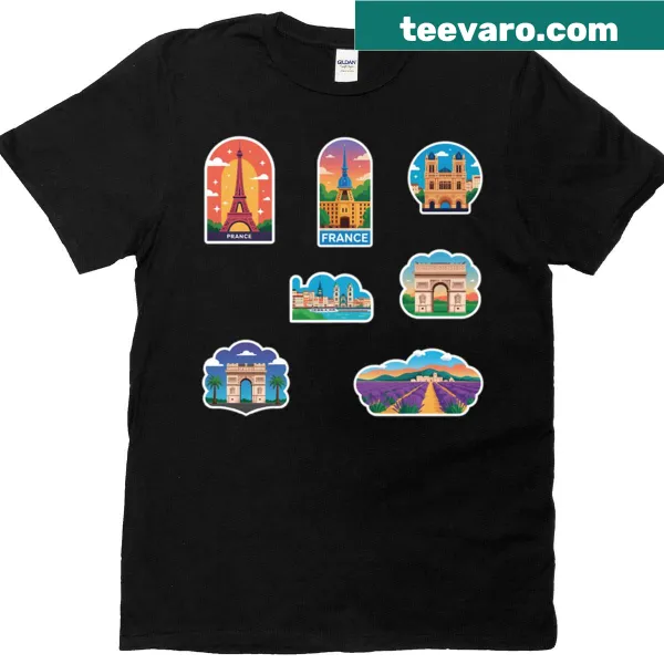 Elegant France-themed graphic on a casual T-shirt