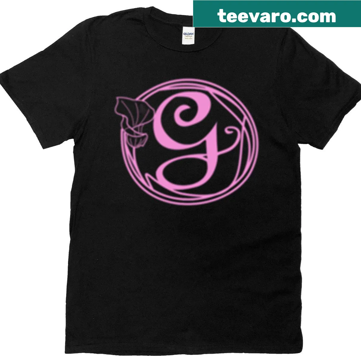 Galinda's pink logo T-shirt with bold typography — on a men's t-shirt