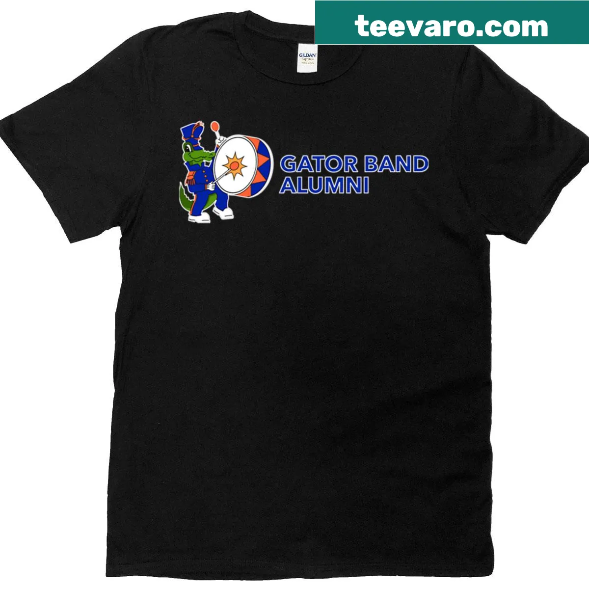Gator Band Alumni horizontal logo on T-shirt — on a men's t-shirt
