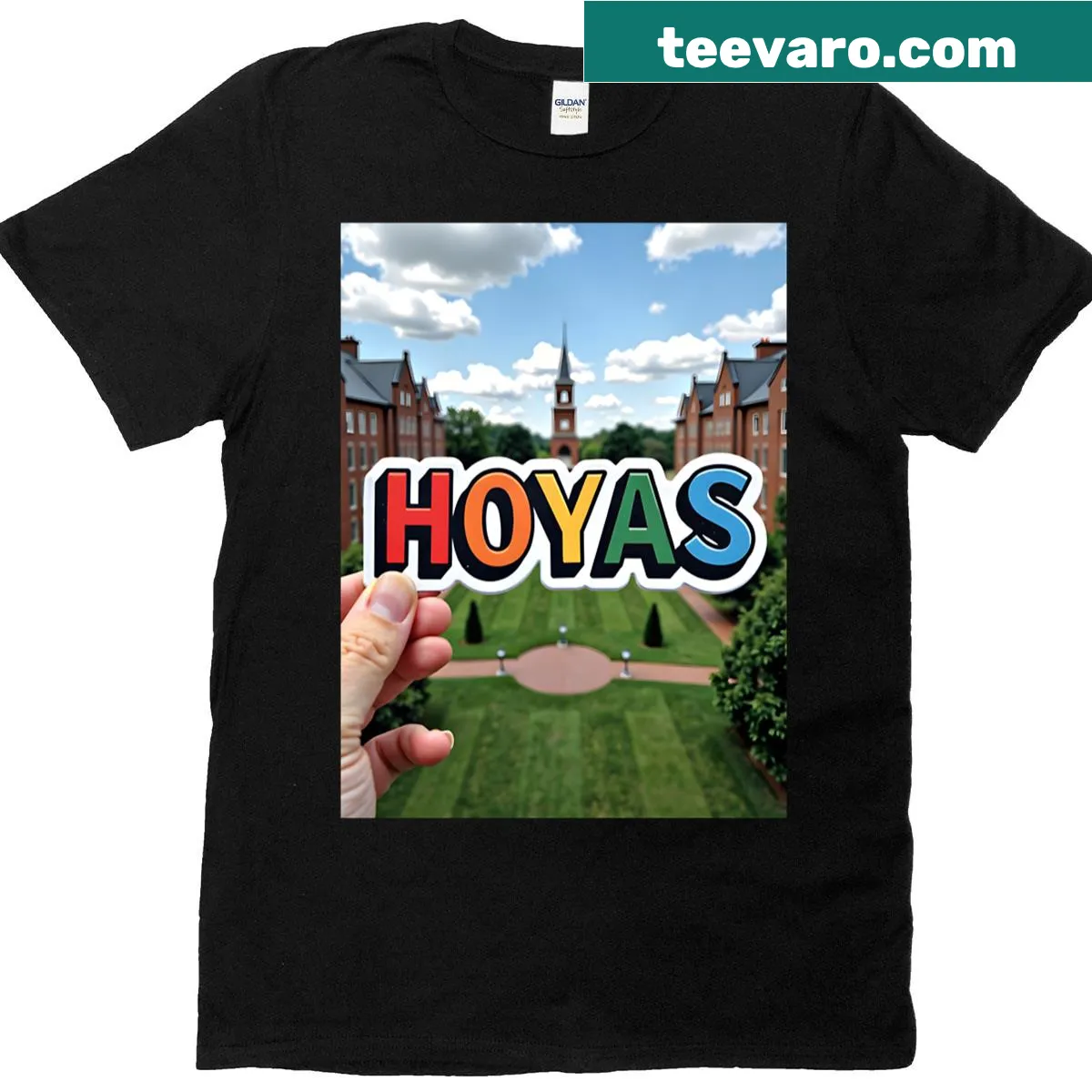 Georgetown Hoyas team spirit t-shirt featuring legacy graphics. — on a men's t-shirt