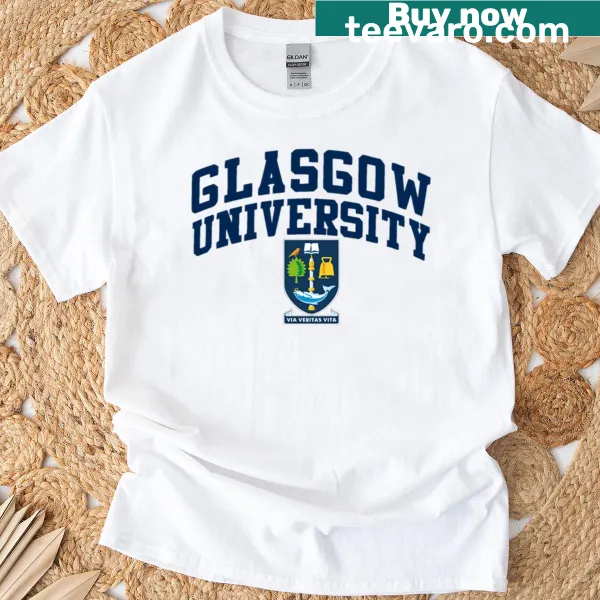 Illustrated Glasgow University t-shirt showcasing iconic architecture
