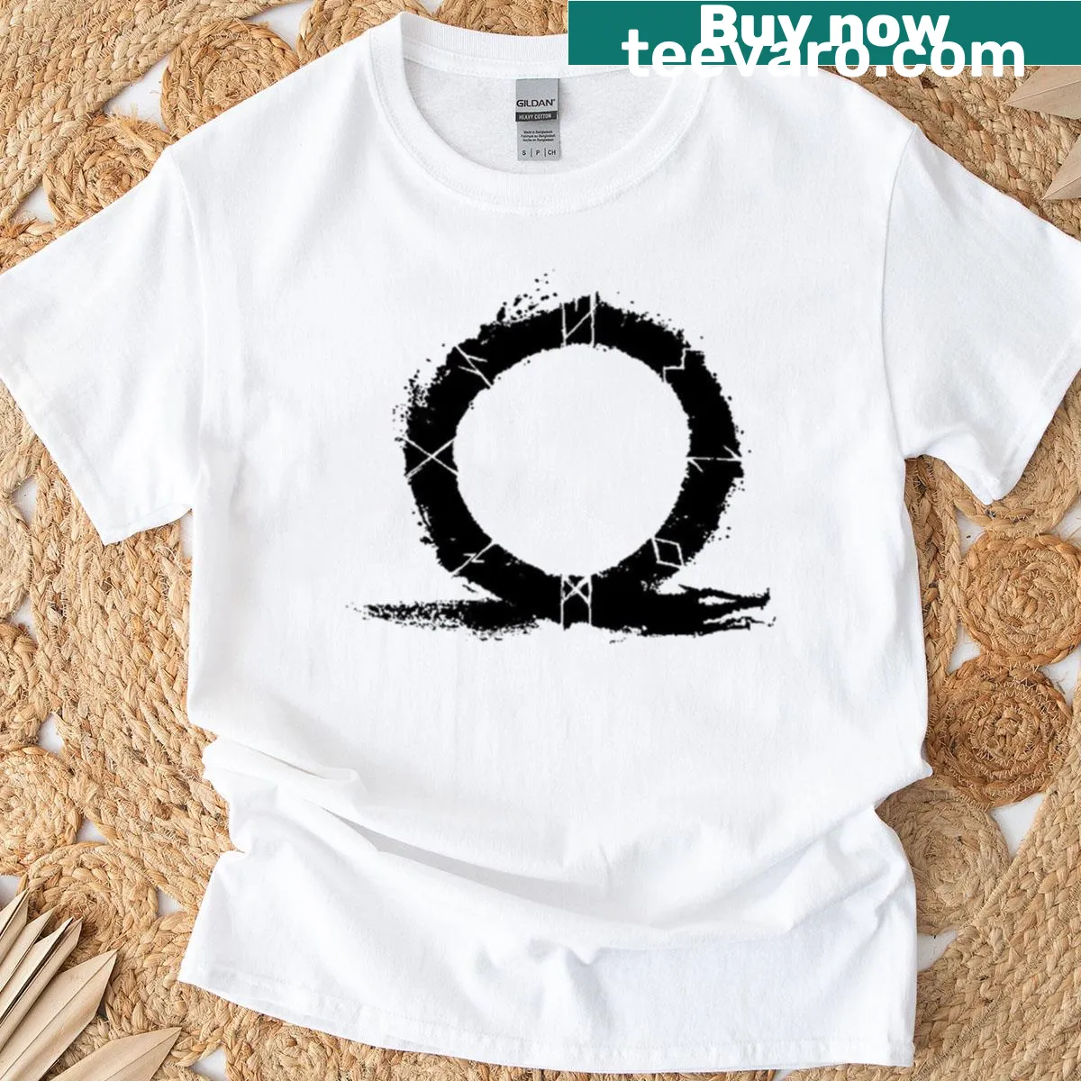 T-shirt featuring the logo of the God of War video game series. — on a men's t-shirt