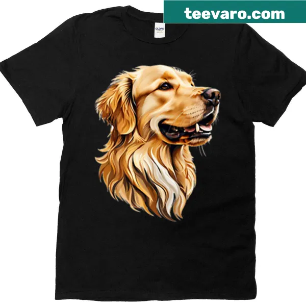 Adorable t-shirt featuring a smiling Golden Retriever illustration