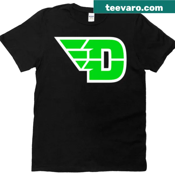 T-shirt with the University of Dayton logo prominently displayed