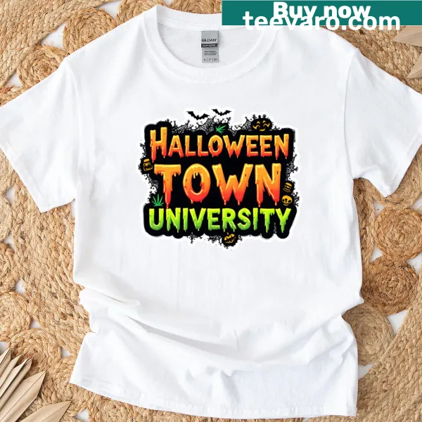 Halloween Town University logo on t-shirt