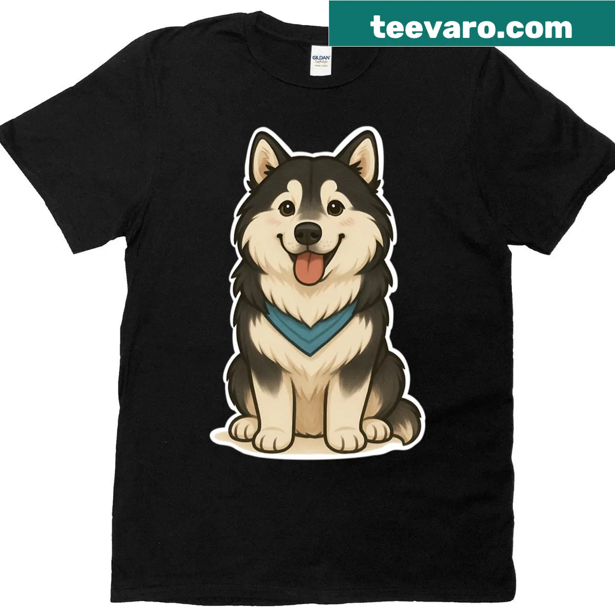 T-shirt with a cute illustration of a happy puppy — on a men's t-shirt