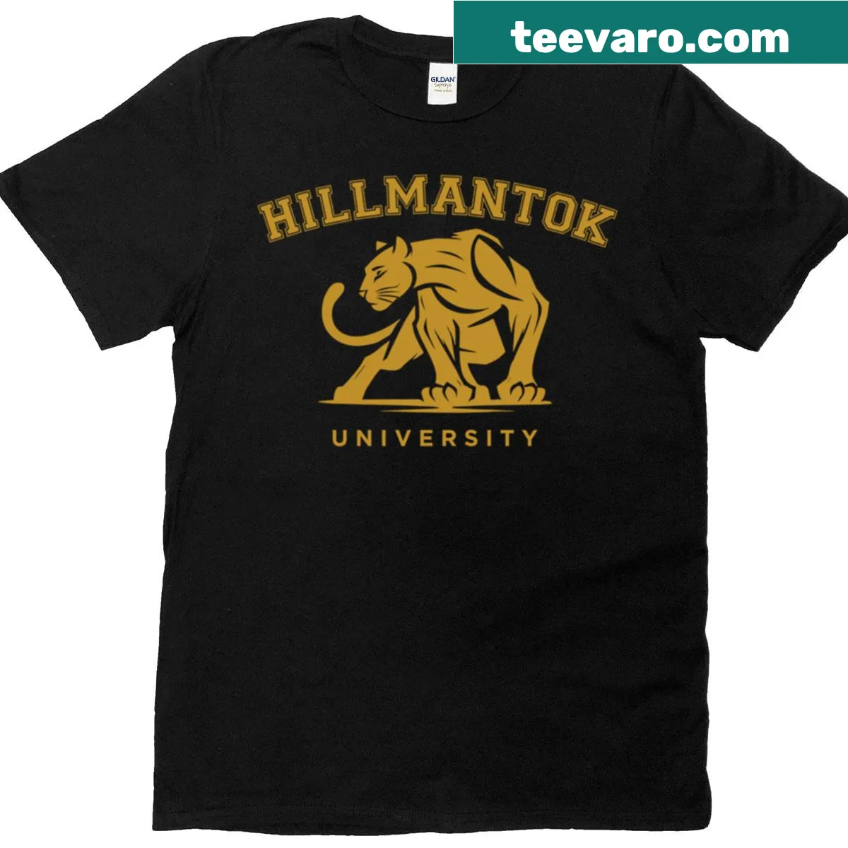T-shirt with Hillmantok logo and panther graphic — on a men's t-shirt