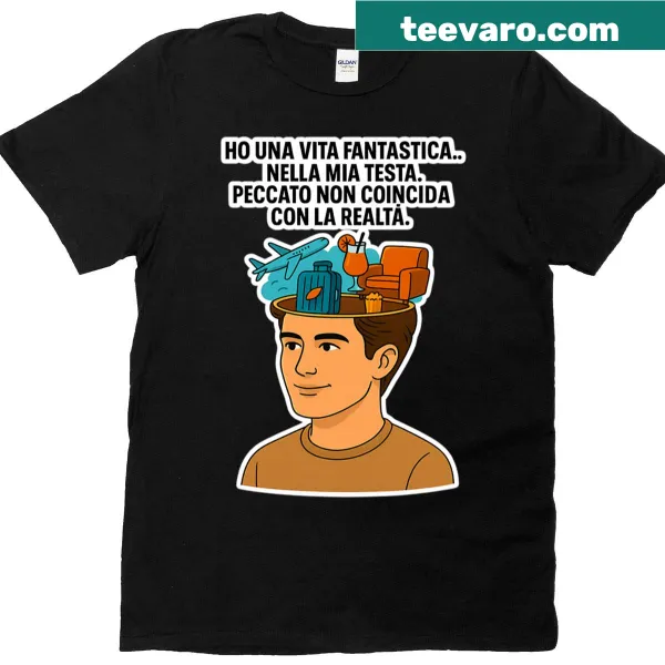 Oversized t-shirt with playful hand-lettered phrase in Italian