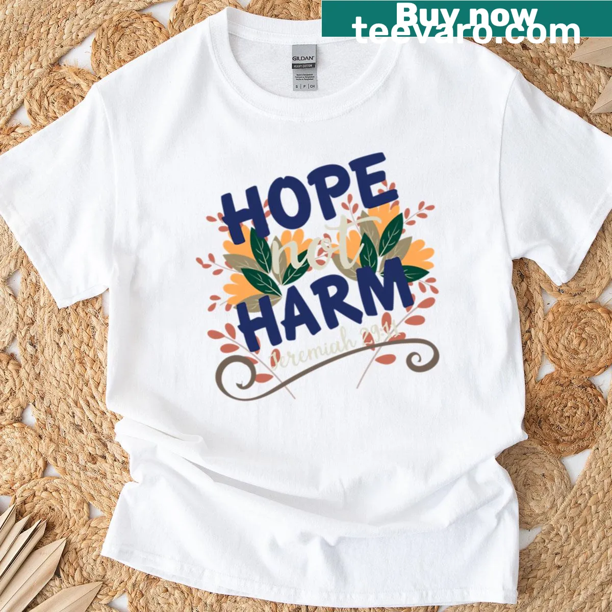 T-shirt featuring Jeremiah 29:11 Bible verse design — on a men's t-shirt