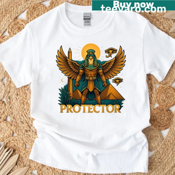 Illustration of Horus symbol on an Egyptian-themed T-shirt