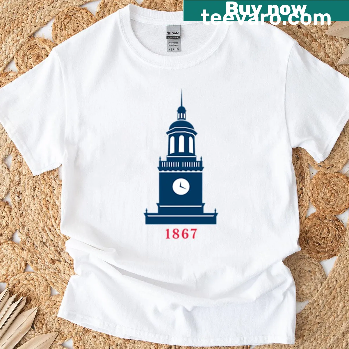 Howard University Founders Library logo on a T-shirt — on a men's t-shirt