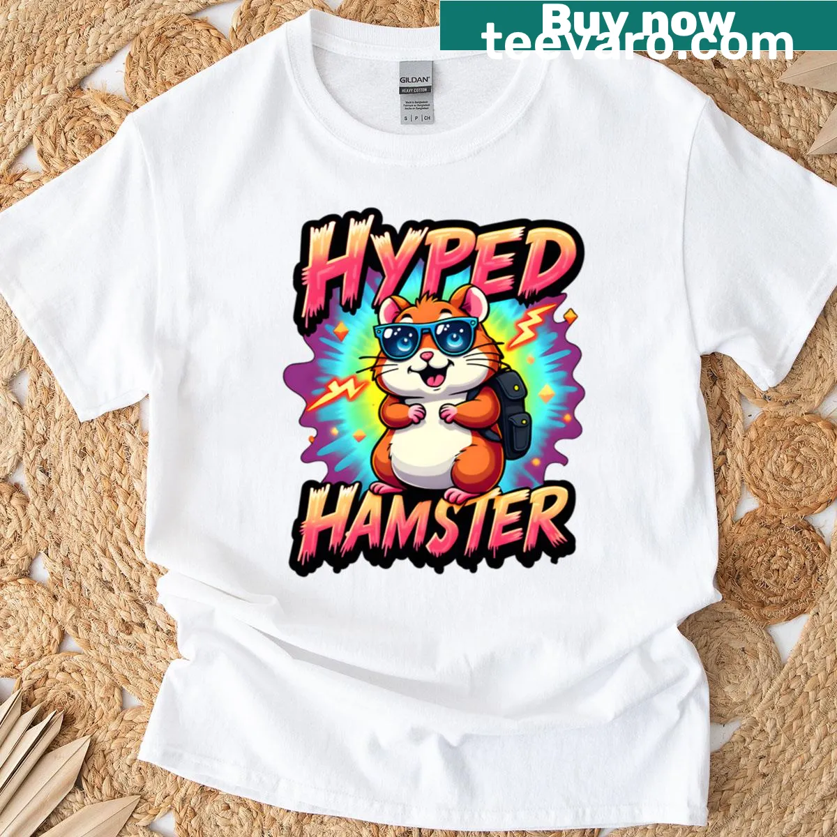 Cartoon hamster T-shirt designed for kids with a humorous vibe — on a men's t-shirt