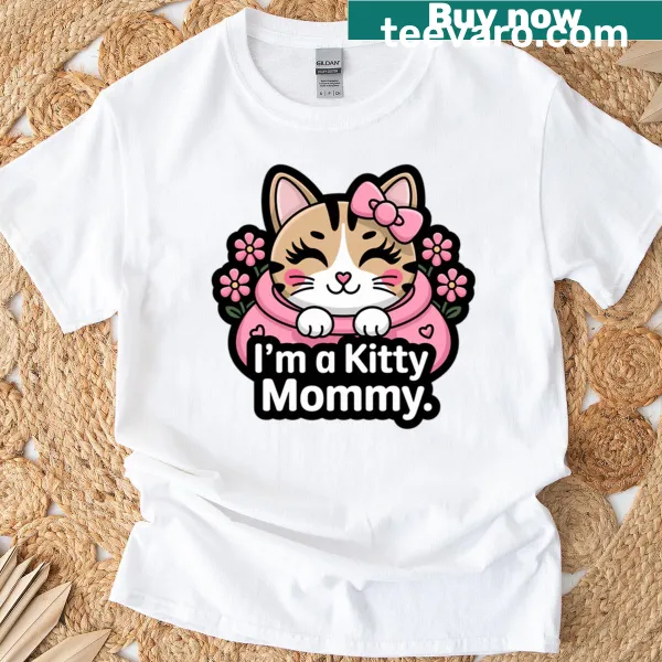 Cute kitty mommy t-shirt featuring a playful cat design