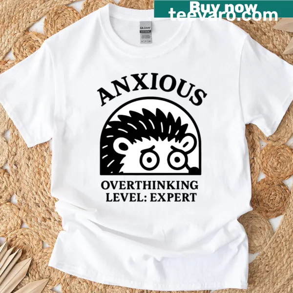 Introvert Club t-shirt with humorous typography about anxiety and overthinking.