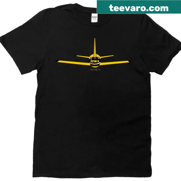 Airplane logo representing Iowa City on a T-shirt