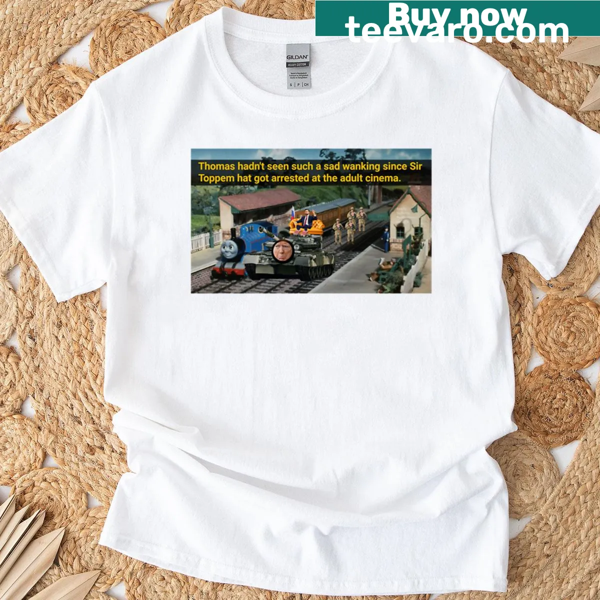 Oversized July 4th t-shirt with bold text — on a men's t-shirt