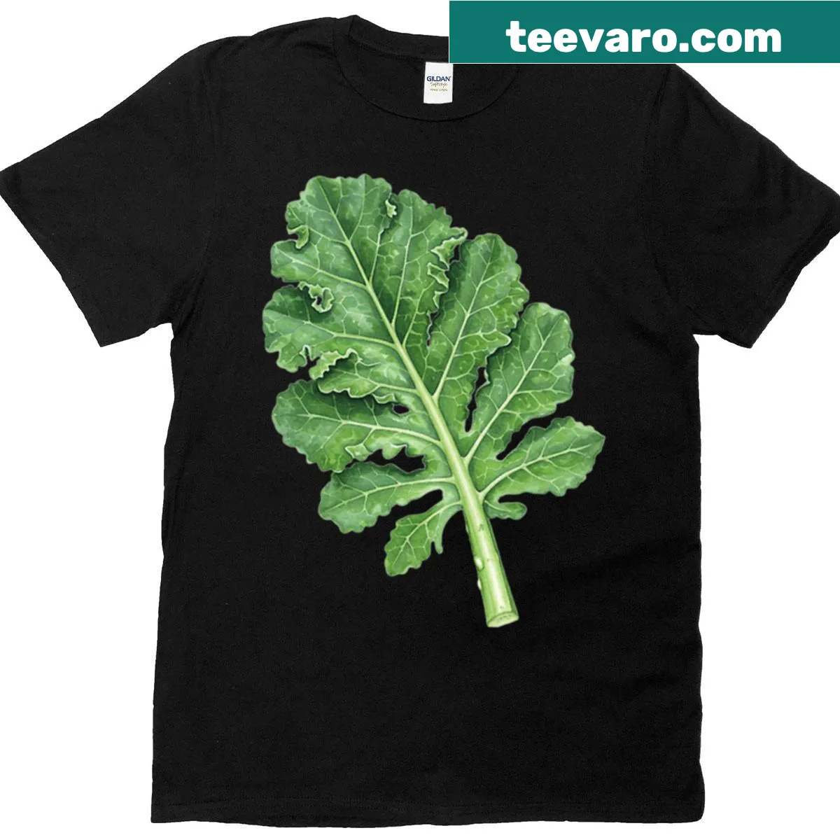 Illustration of a kale leaf on a T-shirt — on a men's t-shirt