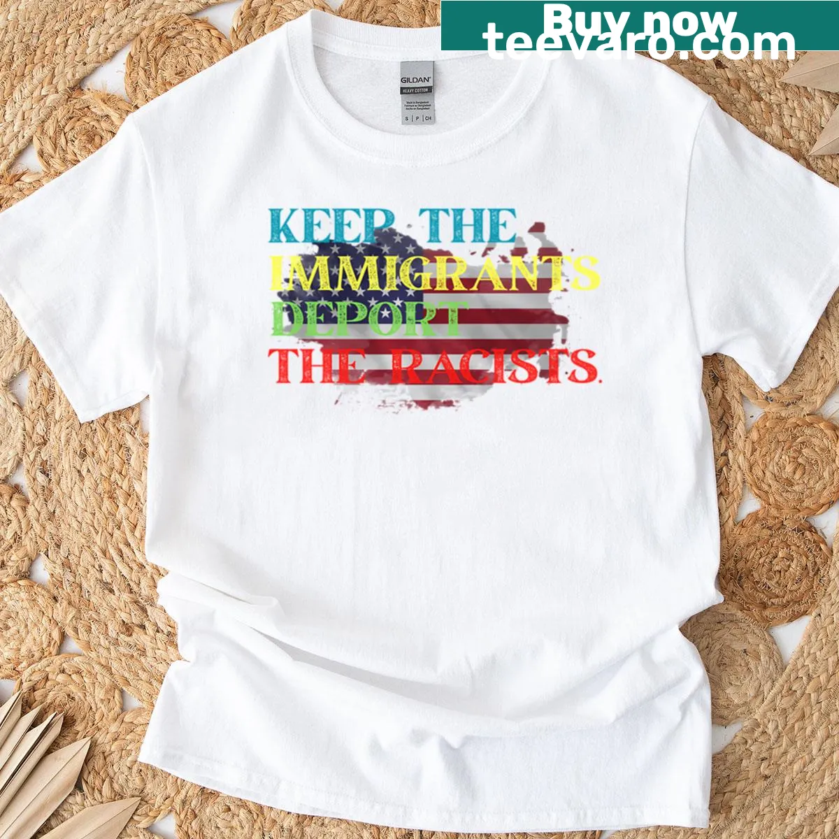 Vintage T-shirt with political slogan design — on a men's t-shirt
