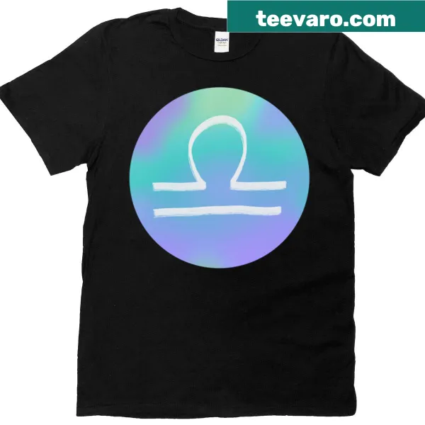 Minimalist Libra zodiac icon printed on a casual tee