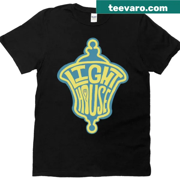 Minimalist t-shirt with a lighthouse logo design