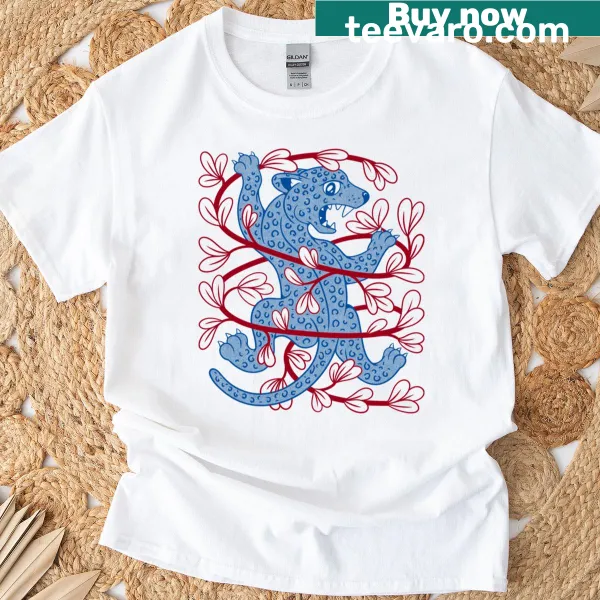 Cartoon-style panther t-shirt featuring playful design