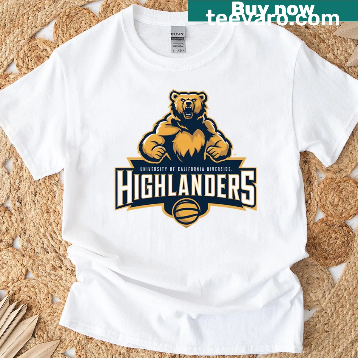T-shirt featuring a playful teddy bear logo — on a men's t-shirt