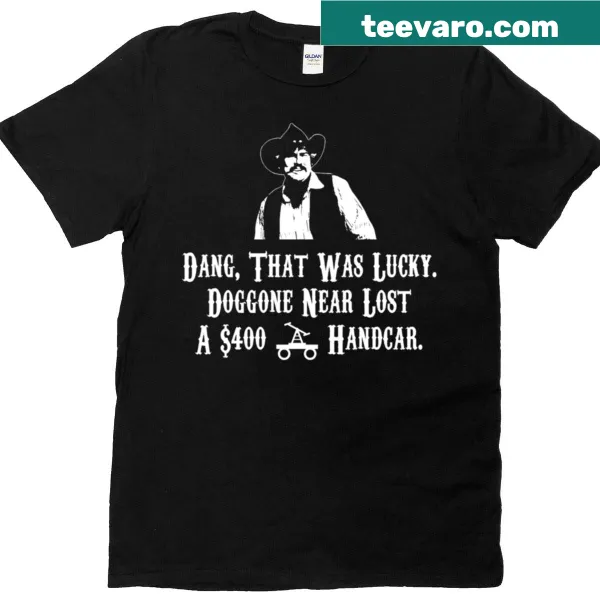 Whimsical Lost A 400 handcar graphic on a humorous T-shirt