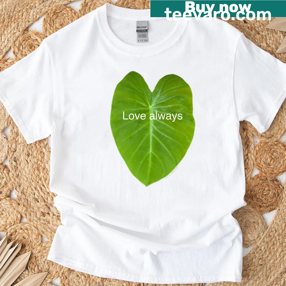 Heart-shaped leaf illustration on a t-shirt — on a men's t-shirt