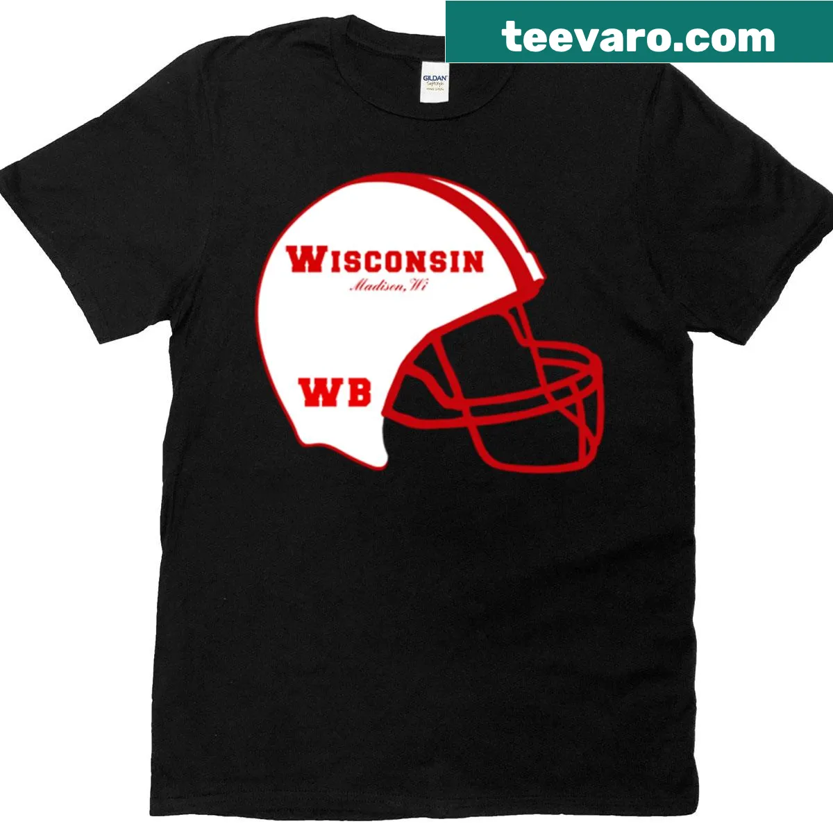 Madison Wisconsin football logo graphic on a T-shirt — on a men's t-shirt