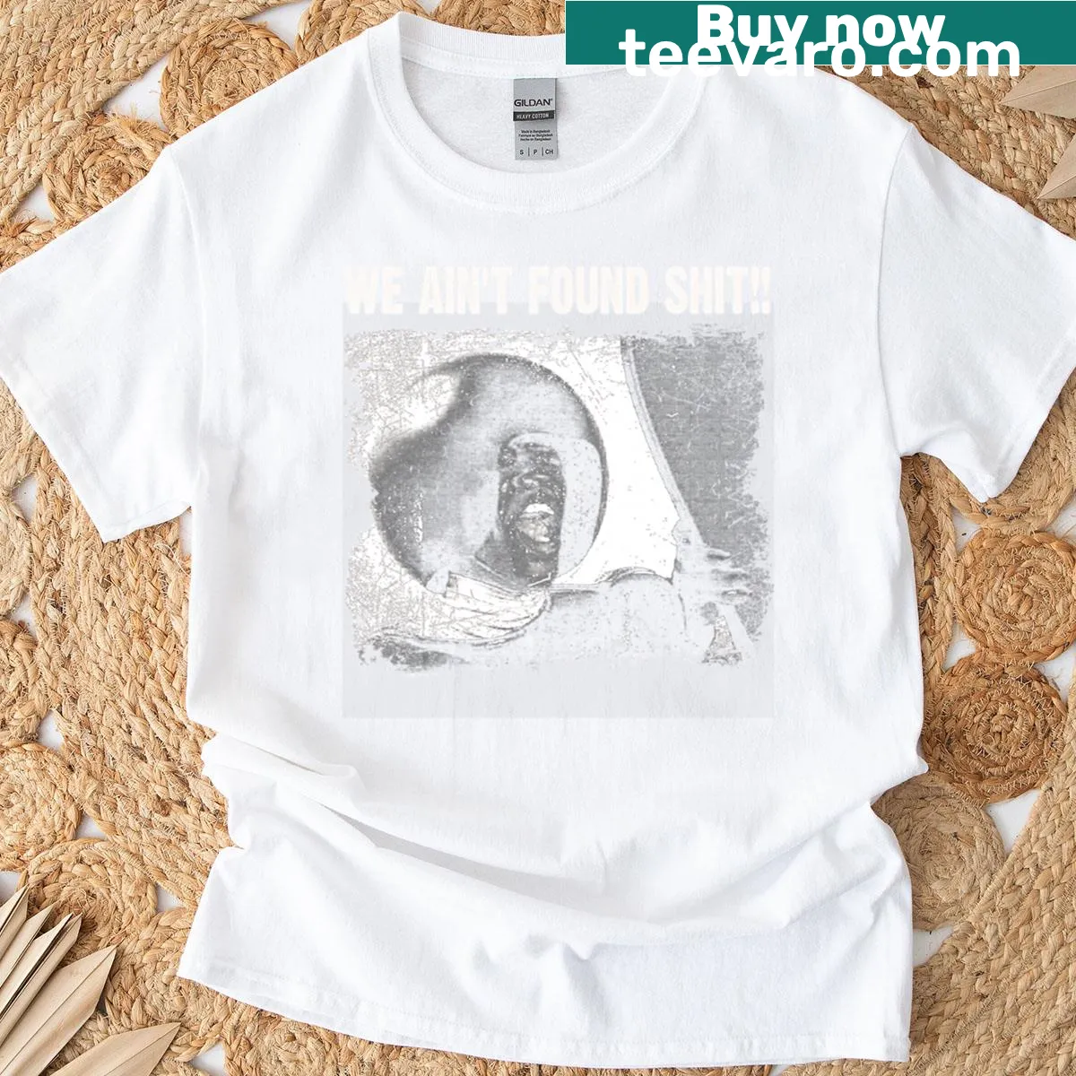 Playful t-shirt with typography referencing Schwartz and science fiction themes. — on a men's t-shirt