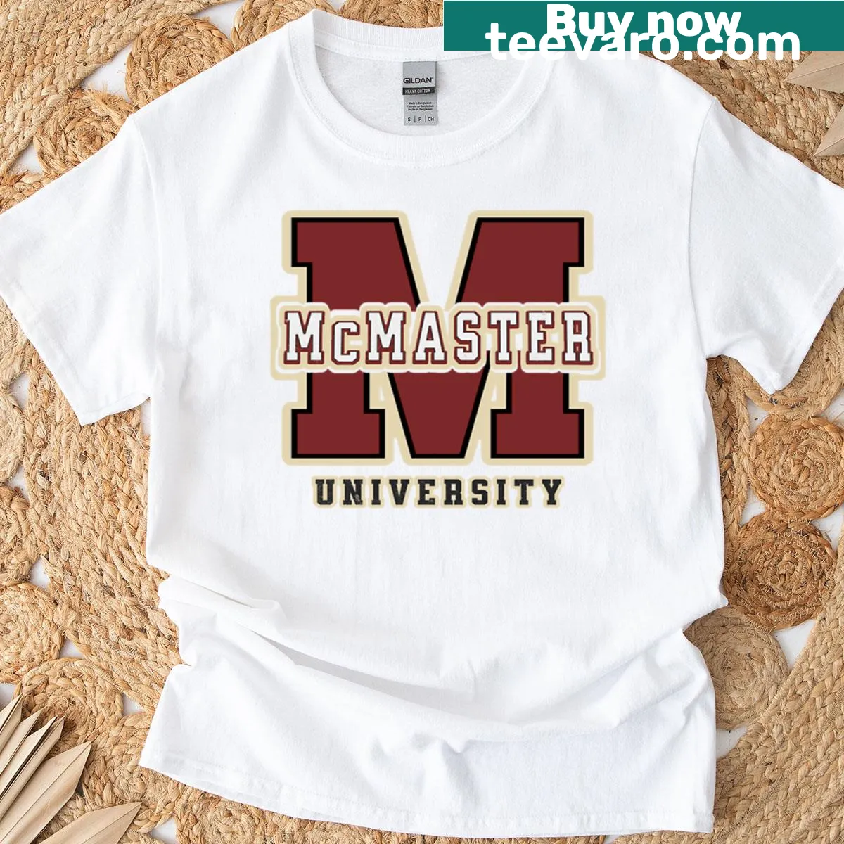 McMaster T-shirt featuring elegant typography — on a men's t-shirt