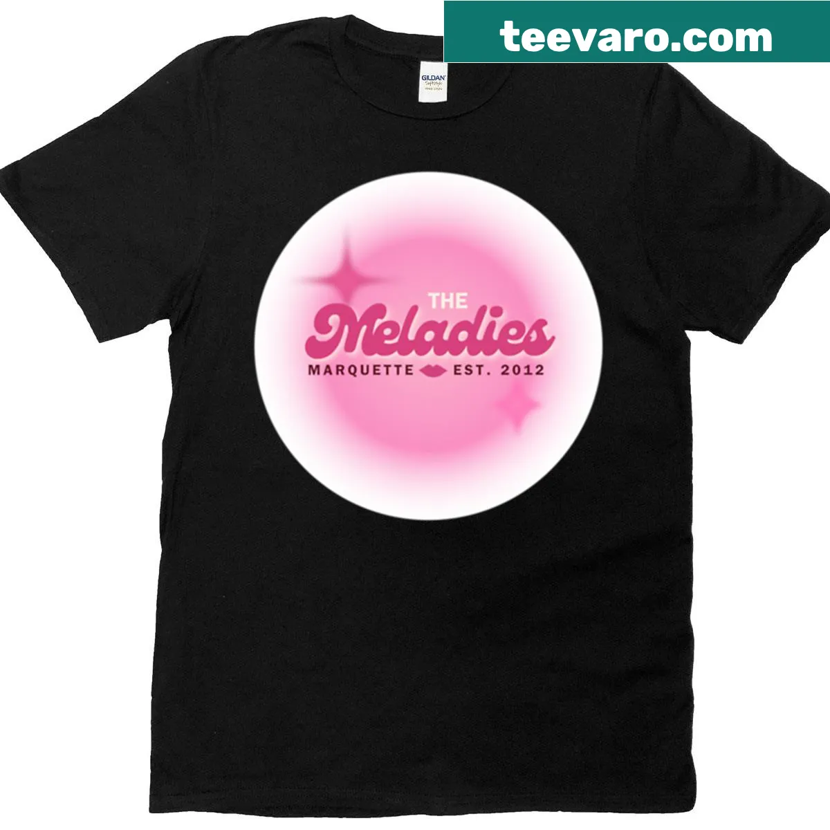 Airbrush logo design on a Meladies t-shirt — on a men's t-shirt