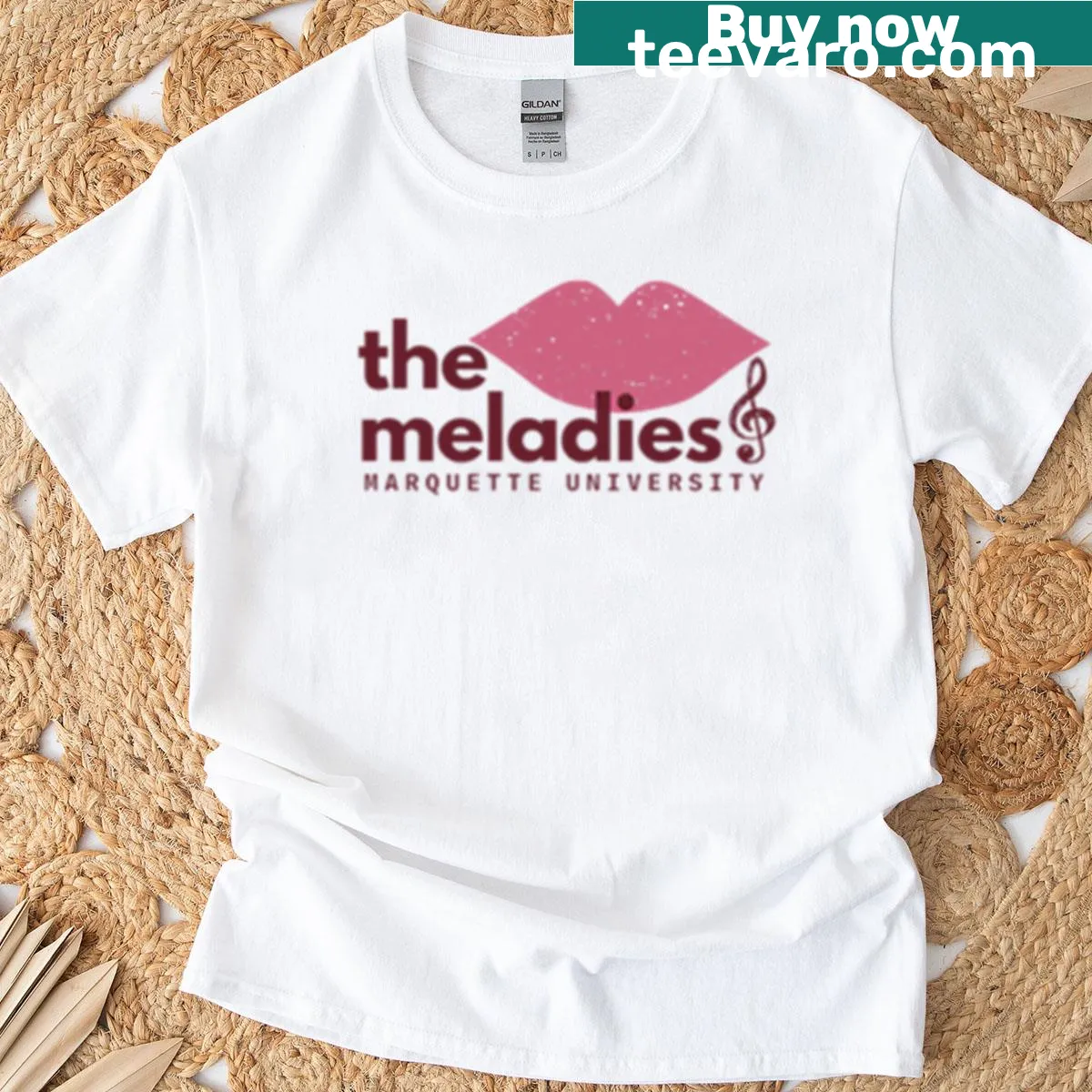 Horizontal logo design on Meladies T-shirt. — on a men's t-shirt