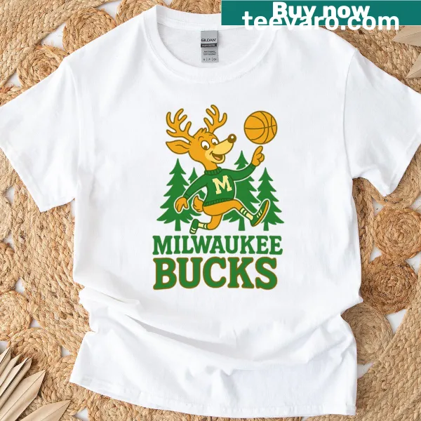 Vintage illustration of Milwaukee Bucks mascot, a basketball deer.
