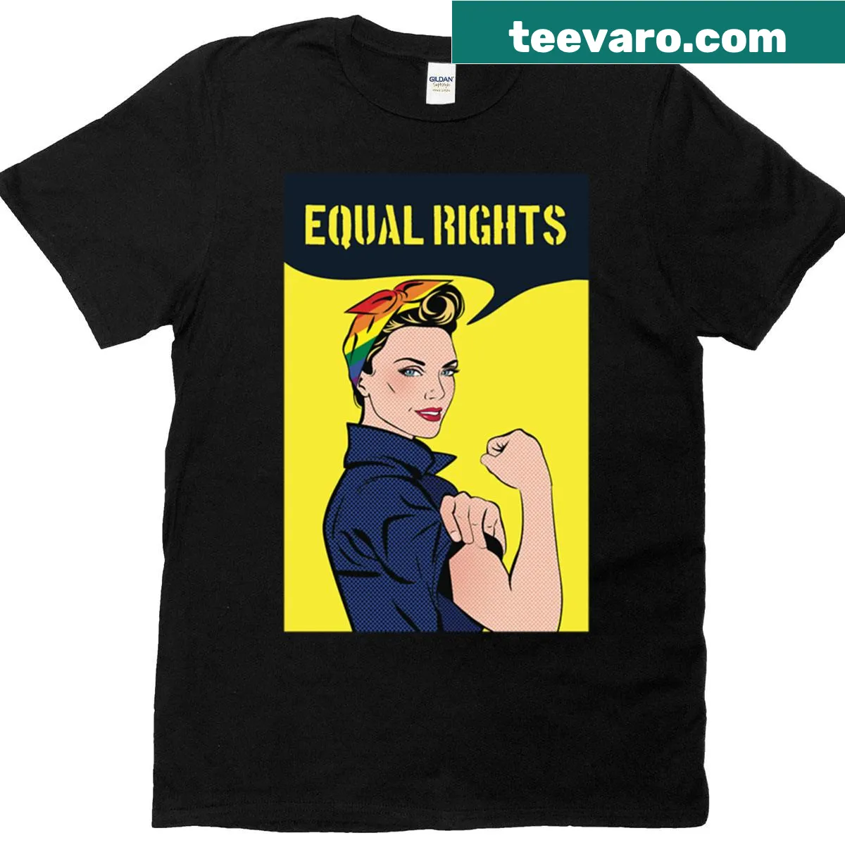 Illustration of Rosie the Riveter with the slogan 'We Can Do It!' — on a men's t-shirt