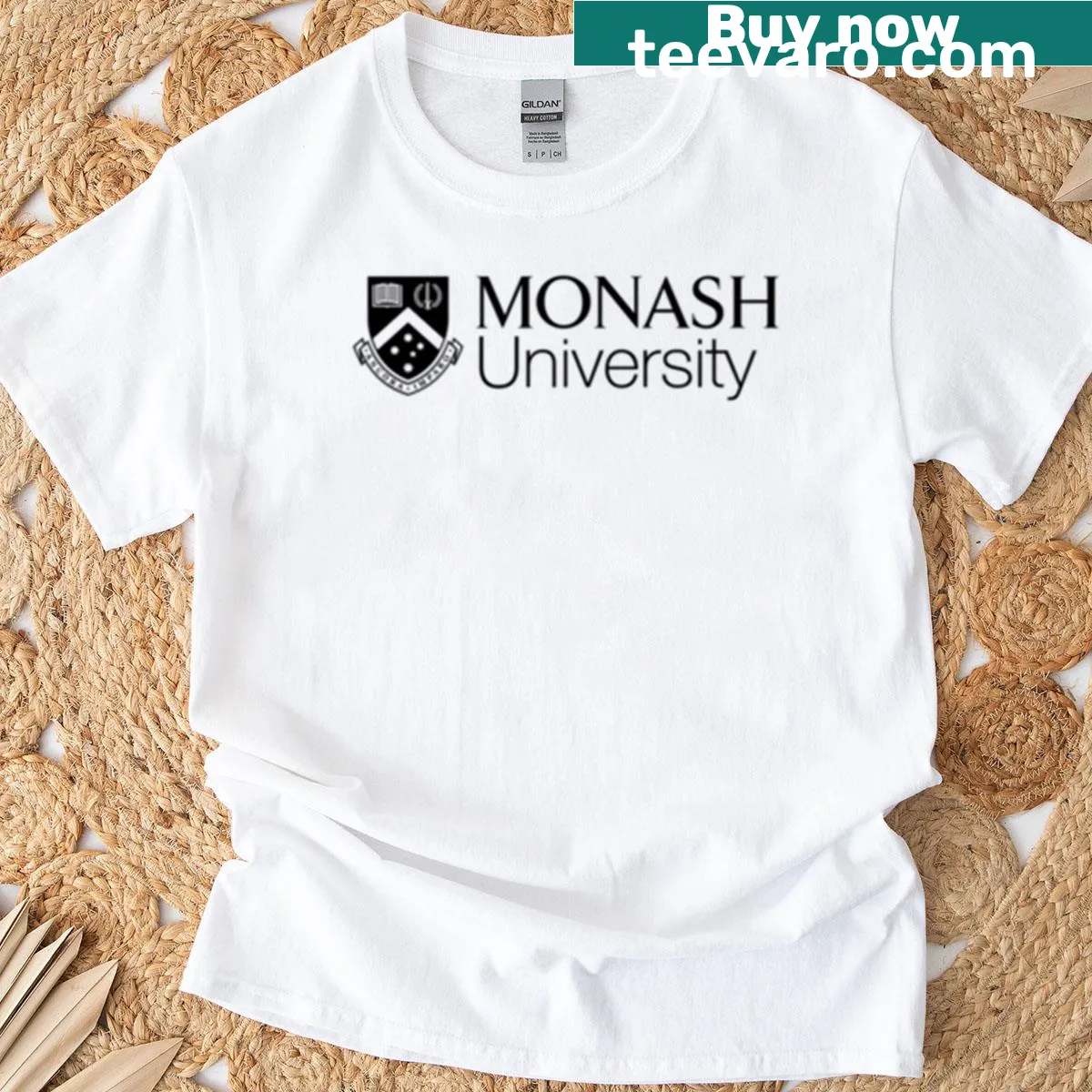 Monash University t-shirt featuring the university logo — on a men's t-shirt