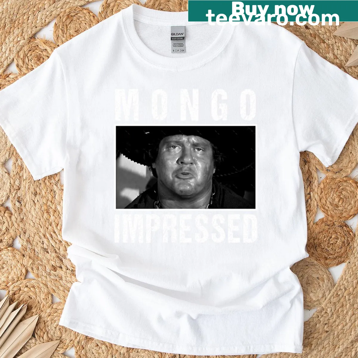 Funny Mongo Impressed t-shirt with bold text design — on a men's t-shirt