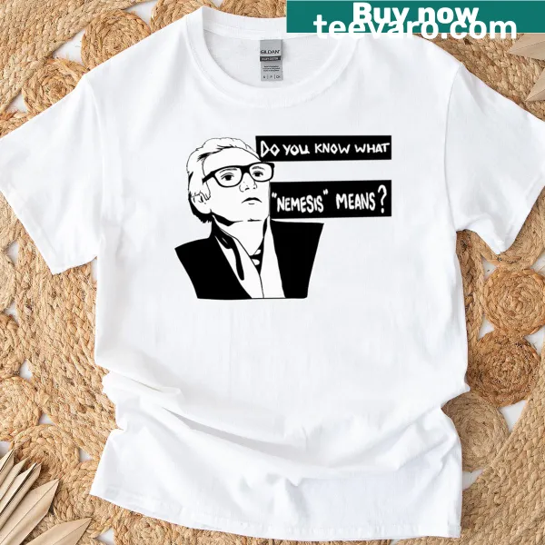 Edgy T-shirt featuring a graphic design themed around 'Nemesis'