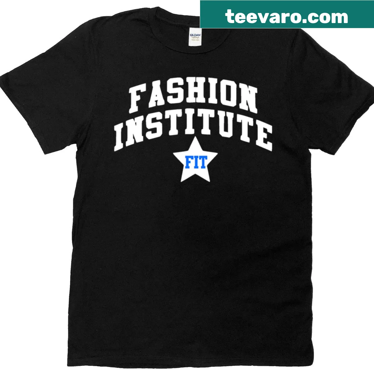 New York Fit graphic t-shirt featuring bold typography — on a men's t-shirt