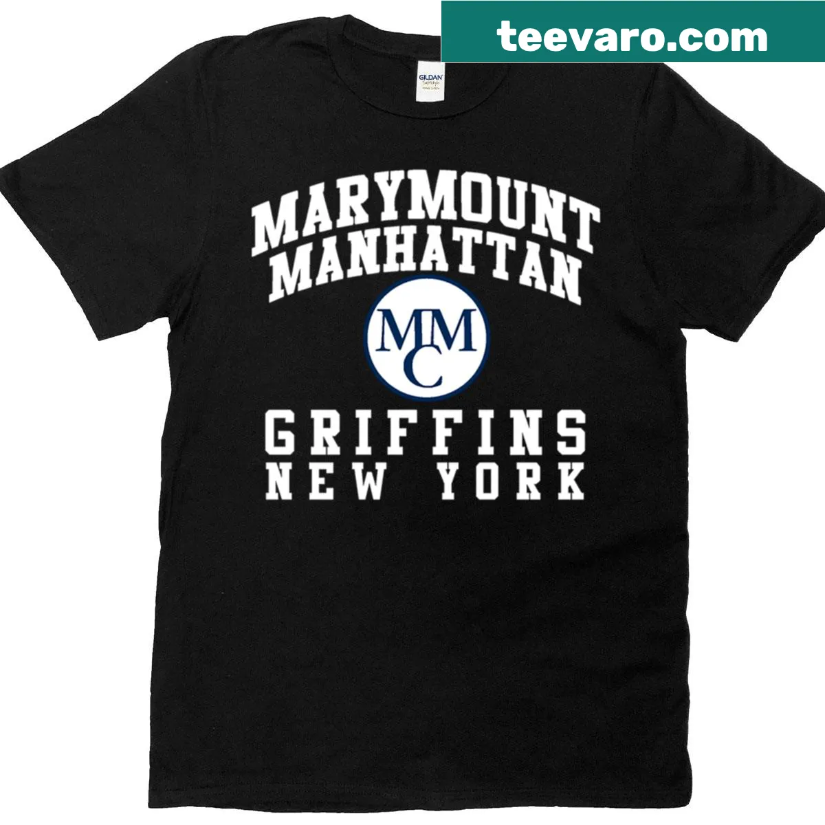 Oversized T-shirt featuring Marymount Manhattan design — on a men's t-shirt