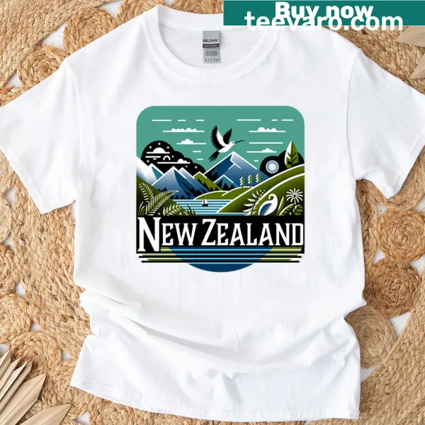 New Zealand South Pacific T-shirt celebrating the region's beauty.