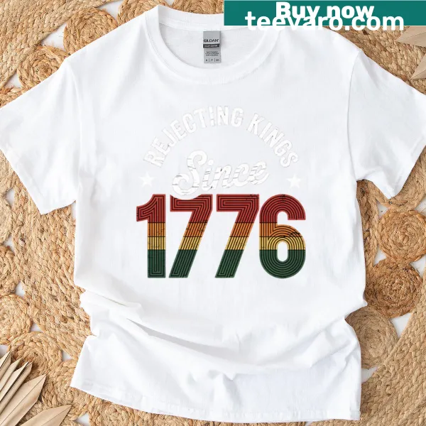 Retro floral T-shirt with the phrase 'No King In American Democracy'