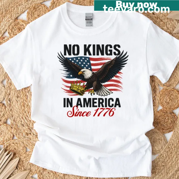 Patriotic eagle graphic T-shirt with No Kings text