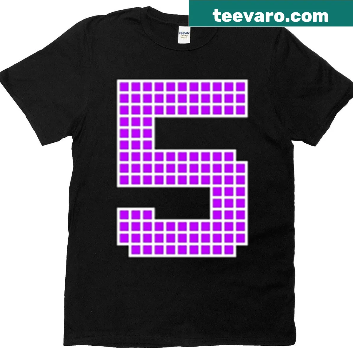 Pixel block character graphic on a playful gaming t-shirt — on a men's t-shirt