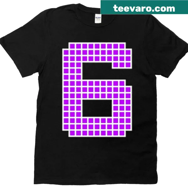 Pixel block character design featuring the number 6
