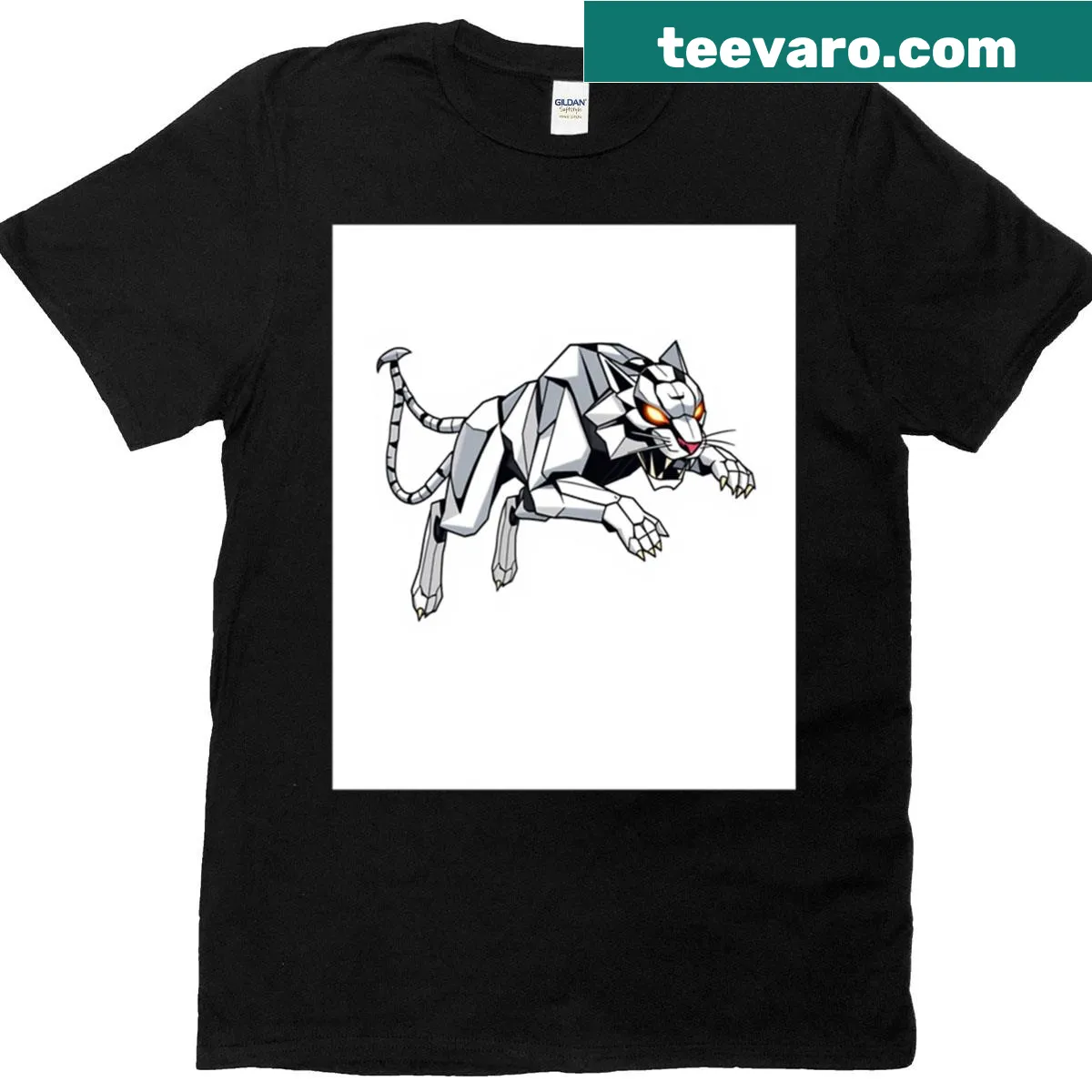 Illustration of an origami-style tiger on a t-shirt — on a men's t-shirt