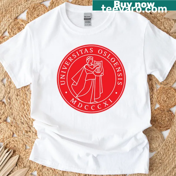 Cartoon-style Oslo University T-shirt with playful graphics