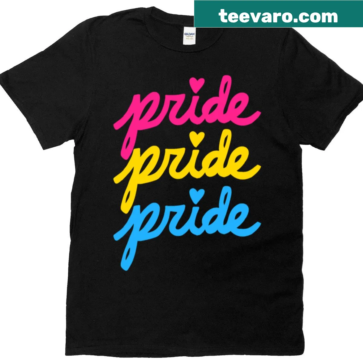 Cursive handwritten Pan Pride message in a stylish design. — on a men's t-shirt