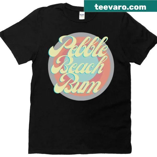 Illustration of Pebble Beach design on a casual beach-themed t-shirt